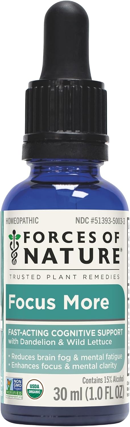 Forces of Nature Focus Supplement, Focus More Medicina Homeopática, Suplemento para la Memoria y Concentración, 30 ml