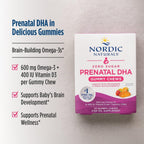 Nordic Naturals Zero Sugar Gominolas Prenatales con DHA, Sabor Fresa Naranja - 27 Gominolas - 600 mg Omega-3 y 400 UI Vitamina D3