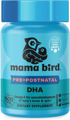Mama Bird DHA Pre+Postnatal – 500 mg DHA Omega-3 – 60 Cápsulas Blandas