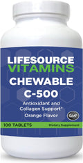 LifeSource Vitamin C 500 mg - 100 Comprimidos Masticables - Sabor Naranja - Endulzado con Stevia