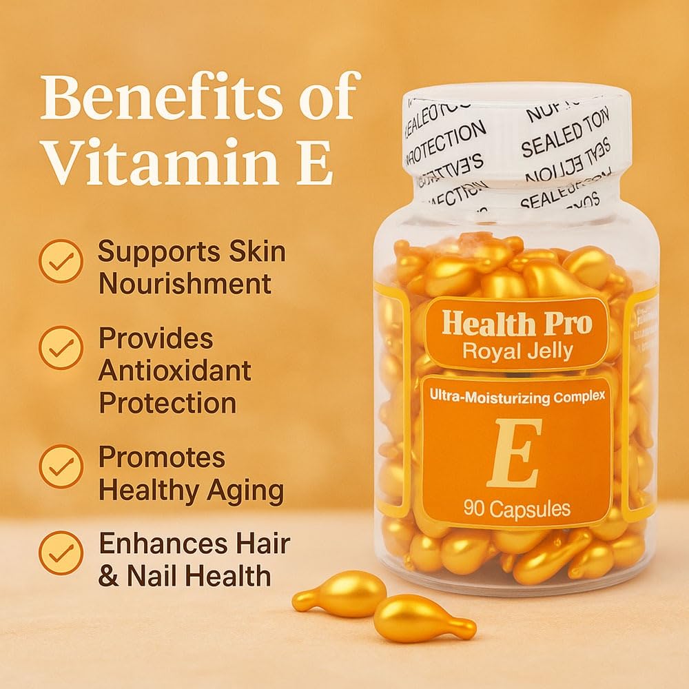 Nu-Health Cápsulas de Vitamina E y Jalea Real para la Piel, 90 uds