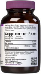 Bluebonnet Niacin 100mg - Vitamin B3 (Nicotinic Acid) - Flush Supplement - 90 Vegetable Capsules