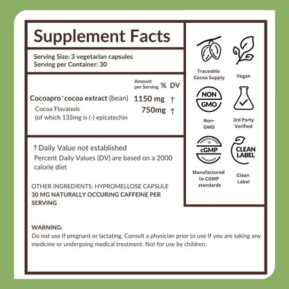 CocoaVia Ultra 750mg Flavanoles de Cacao – Apoyo para el Corazón y el Cerebro, 30 Cápsulas – Image 9