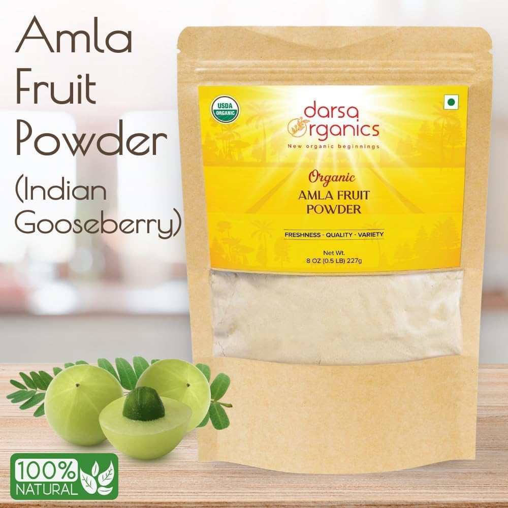 Darsa Organics Amla en Polvo de la India 227 g - Polvo de Grosella India