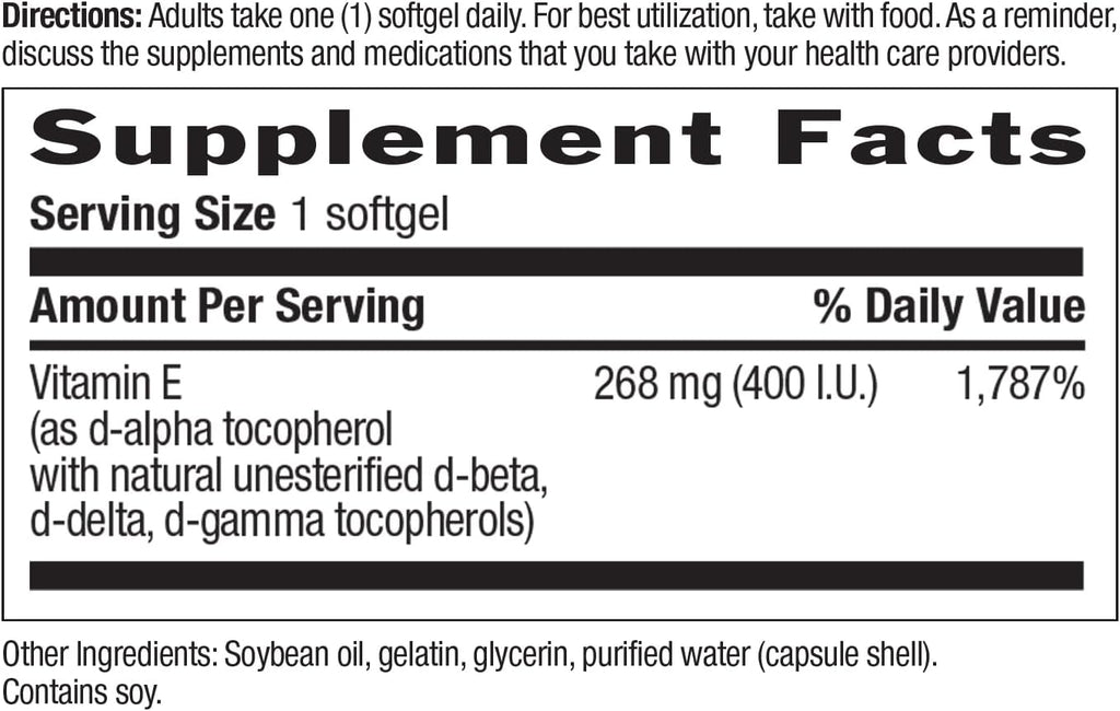 Country Life Vitamin E-Complex 400 UI – Tocoferoles Mixtos Naturales – 90 Cápsulas Blandas