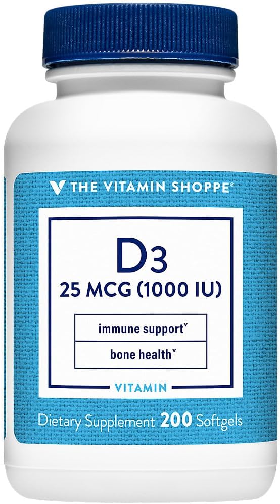 The Vitamin Shoppe Vitamina D3 1000UI - 200 Cápsulas Blandas