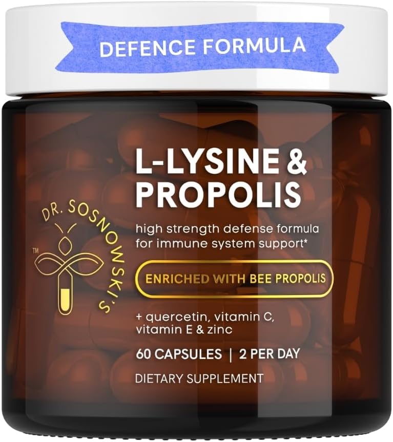 Dr Sosnowski's L-Lisina y Propóleo | Fórmula de Alta Potencia con Quercetina, Vitaminas C, E y Zinc