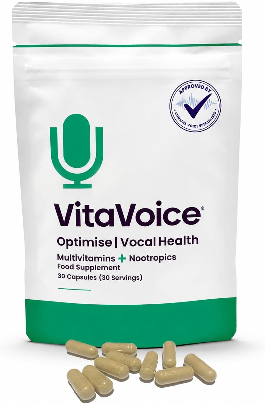VitaVoice Nootrópicos y Vitaminas para Salud Vocal, Bienestar y Mente, 30 Cápsulas