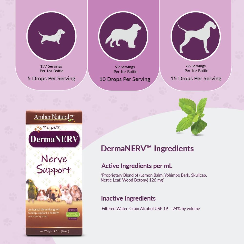 Amber NaturalZ DermaNERV Suplemento Herbal para Mascotas – 30 ml