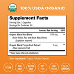 NutraChamps Maca Root Orgánica 2100mg, 180 Cápsulas, Mezcla de Maca Negra, Roja y Amarilla