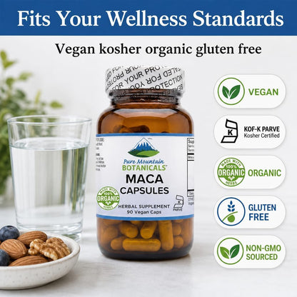 Cápsulas de Raíz de Maca Orgánica de Perú - 1000mg - Mezcla Cruda y Gelatinizada - 90 Cápsulas Veganas Kosher – Image 7