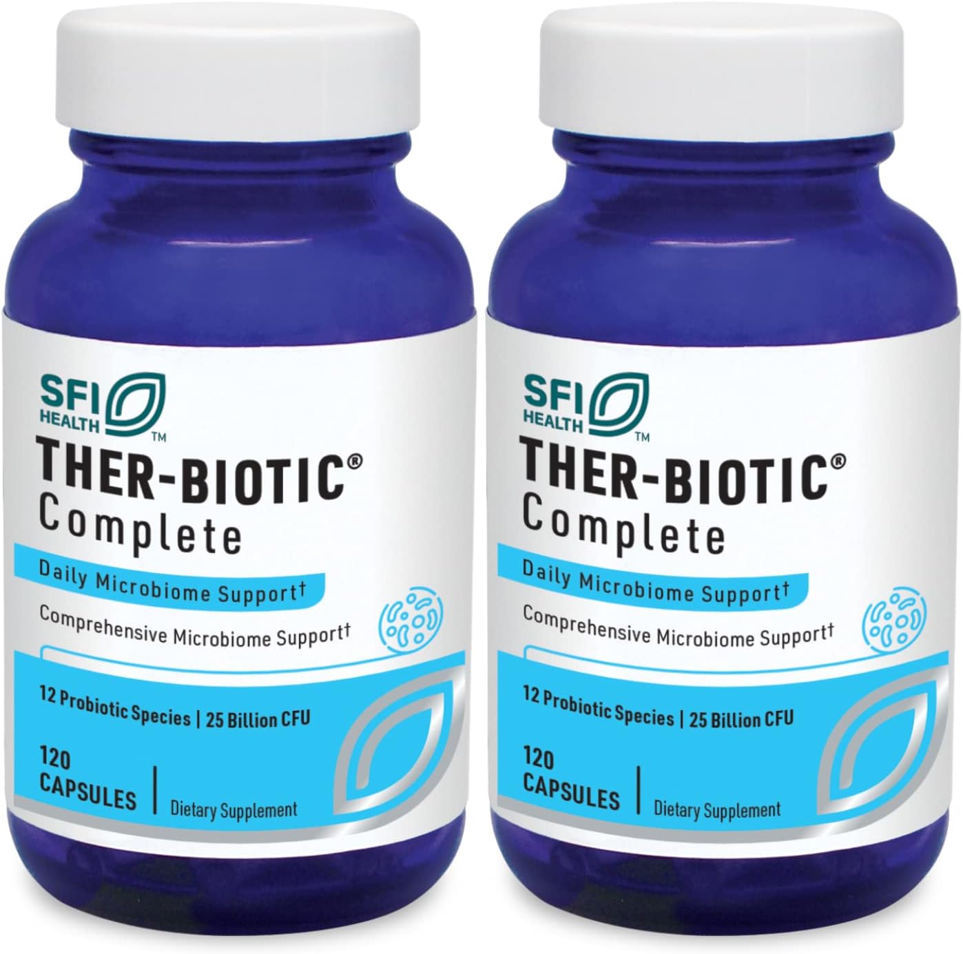 Klaire Labs SFI Health Ther-Biotic Complete - Probióticos de 25 mil millones de UFC, 12 cepas, Hipoalergénico, 120 Cápsulas (Paquete de 2)