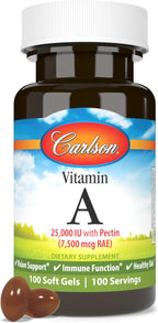 Carlson Labs Vitamin A with Pectin, 25000 IU, 100 Softgels