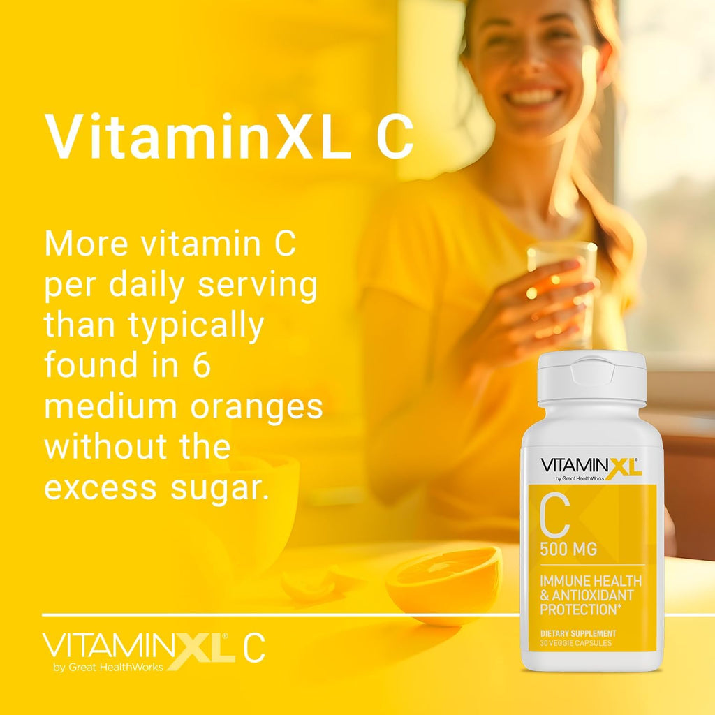 OmegaXL VitaminXL Vitamina C 500 mg, 30 Cápsulas Veganas
