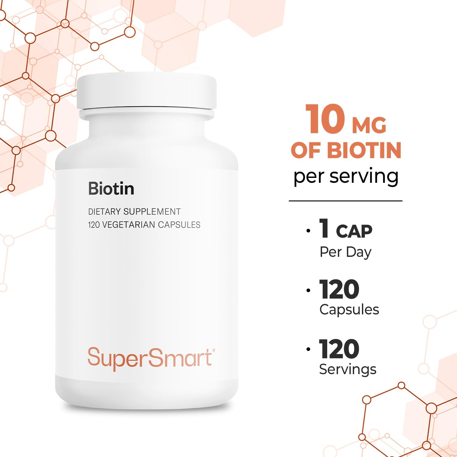 Supersmart Biotina 10.000 mcg - 120 Cápsulas Vegetales