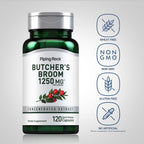 Suplemento de Butchers Broom de Piping Rock | 120 Cápsulas | Raíz Herbal Tradicional | Extracto Concentrado | No OGM, Sin Gluten
