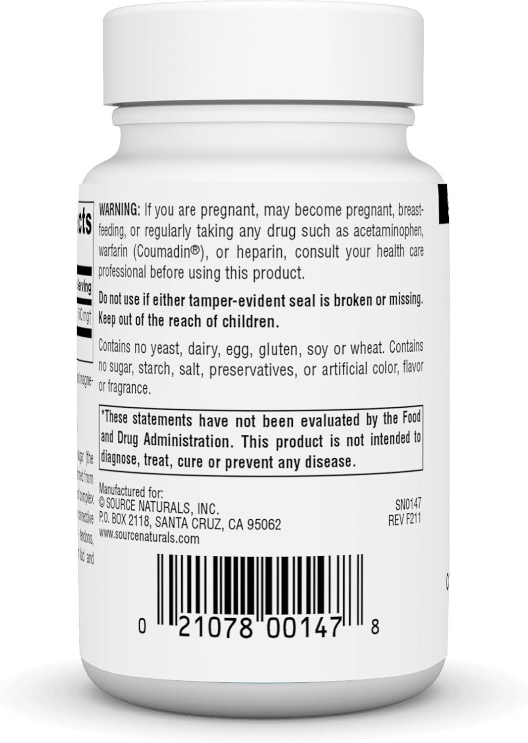 Source Naturals N-A-G N-Acetilglucosamina 500 mg - 60 Comprimidos