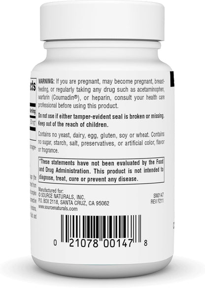 Source Naturals N-A-G N-Acetilglucosamina 500 mg - 60 Comprimidos – Image 3