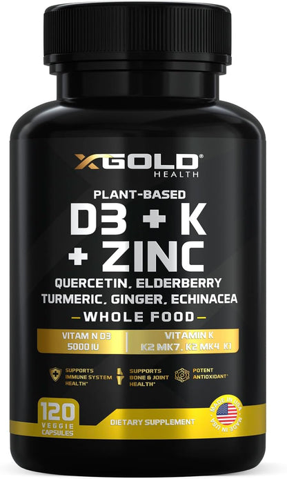 X Gold Health Complejo 8 en 1 con Vitamina – Vitamina D3: Contribuye a la absorción y utilización normal del – Image 1