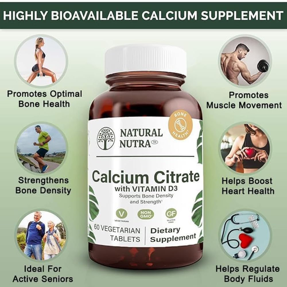Natural Nutra Citrato de Calcio con Vitamina D3 – 60 Comprimidos