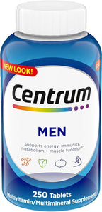 Centrum Multivitamínico para Hombres, Complejo Multivitamínico con Vitamina D3, Vitaminas B y Antioxidantes, Sin Gluten, Ingredientes No OGM - 250 Comprimidos