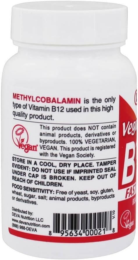 Vegan Sublingual B-12 - 1000 mcg de Metilcobalamina - Comprimidos Sublinguales