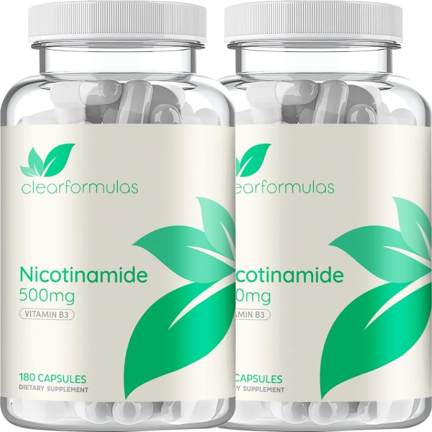Vitamina B3 Nicotinamida 500 mg - Forma de alta absorción sin enrojecimiento - Precursor de NAD+ - 180 cápsulas