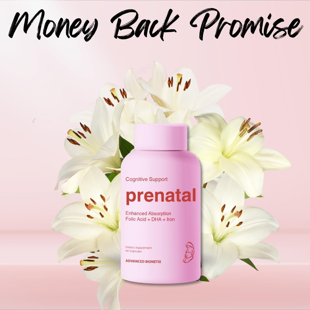 Advanced Bionetix Bio-Available Prenatal Vitamins for Women, Natural Methylated Folate Folic Acid, DHA Omega 3. Multivitamin Pre, During & Post Pregnancy - görsel 4