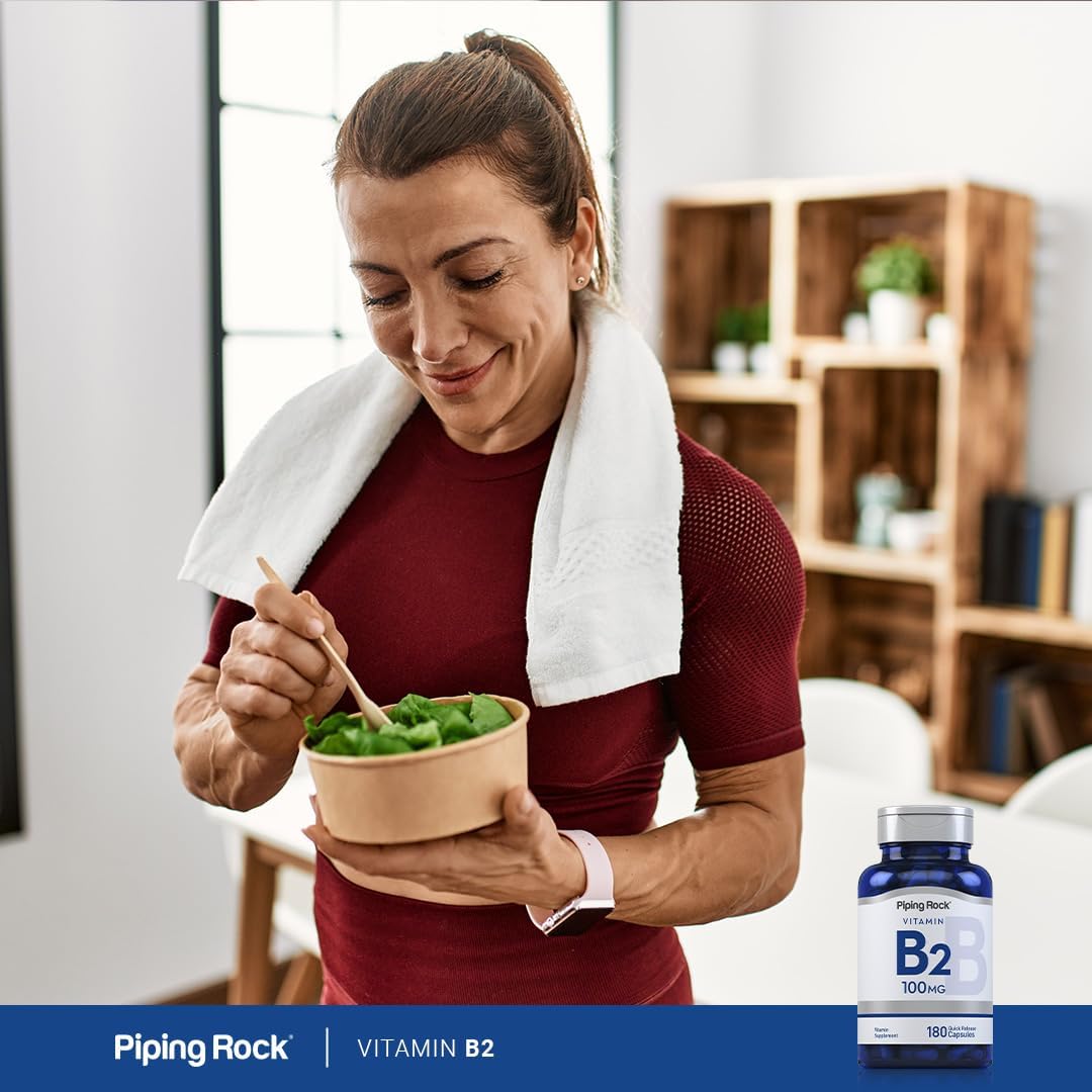 Piping Rock Vitamina B2 100mg | 180 Cápsulas | Riboflavina | Suplemento Vegetariano, No OGM, Sin Gluten