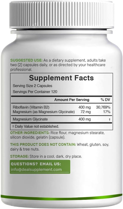 DEAL SUPPLEMENT Vitamina B2 400mg con – Forma del magnesio: Opta por formas queladas como el glicinato, citrato o – Image 6