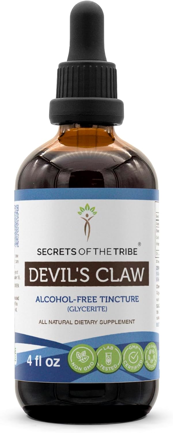 Secrets of the Tribe Tintura de Garra del Diablo Sin Alcohol - Extracto Líquido de Raíz Seca, 118 ml