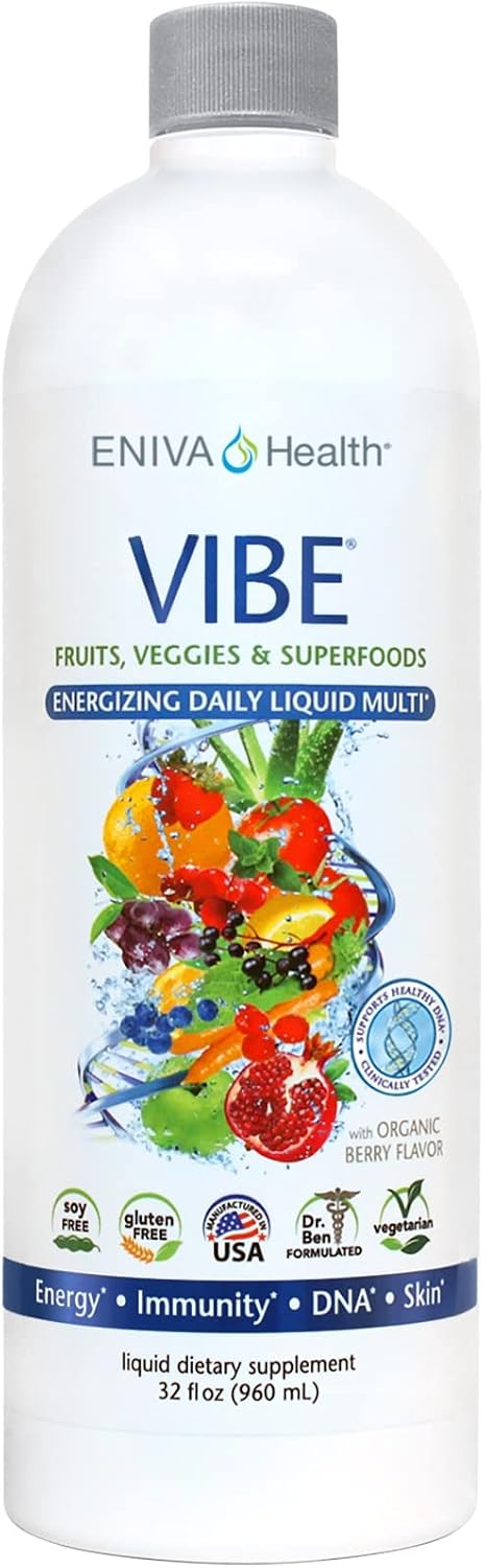 Eniva Health VIBE Multivitamínico Líquido - 32 Vitaminas, Minerales y Fitonutrientes - Suplemento Diario para Hombres y Mujeres - 950 ml