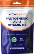 Vitamatic Ácido Pantoténico en Polvo Puro 500 mg por Ración - 100 Gramos - Vitamina B5 - 200 Raciones