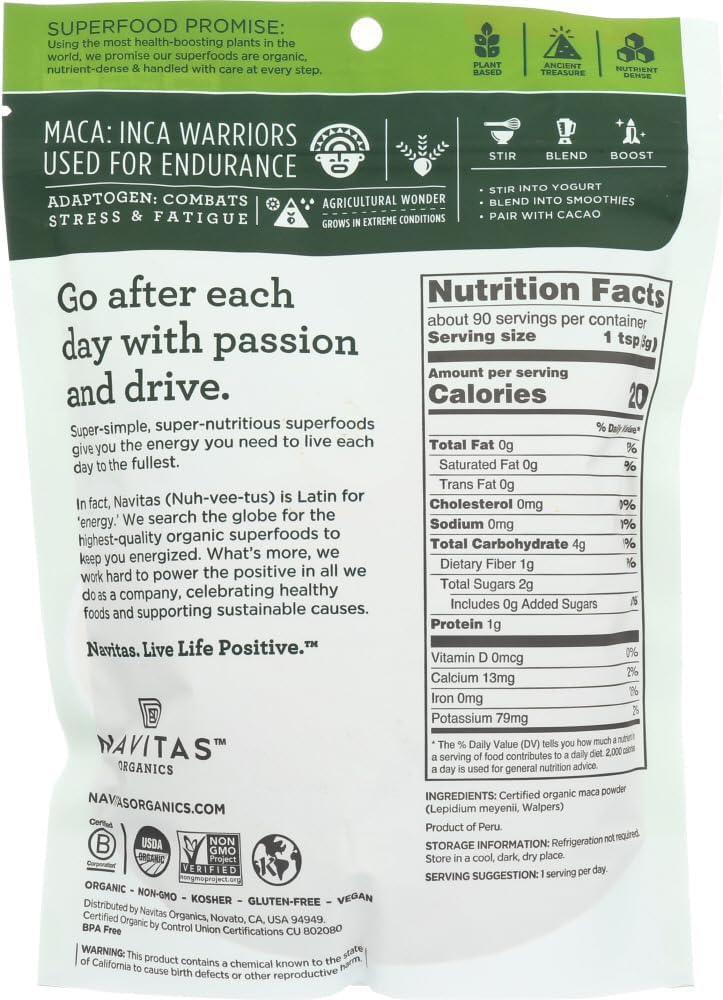 Polvo de Maca Cruda (16 oz / 454 g) - Navitas Naturals