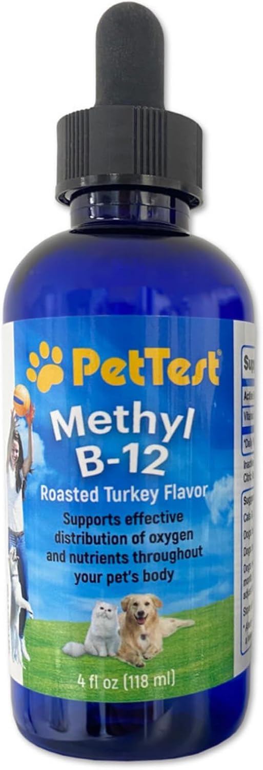 PetTest Methyl B12 Gotas Líquidas para Mascotas - 5000 mcg de Metilcobalamina - 118 ml