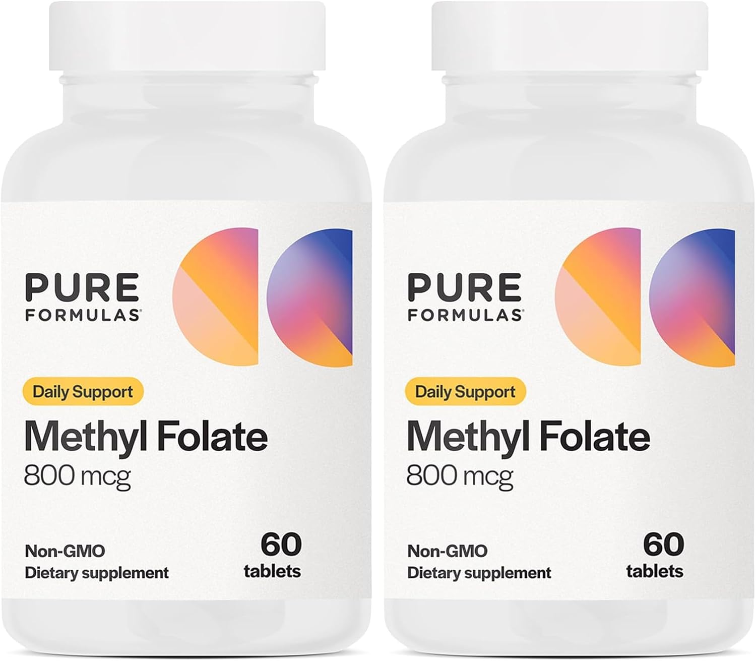 PureFormulas Methylfolate 800 mcg – Active B9 (5-MTHF) for Cardiovascular, Nerve & Mood Health, Non-GMO Vegetarian Tablets, 60 Count