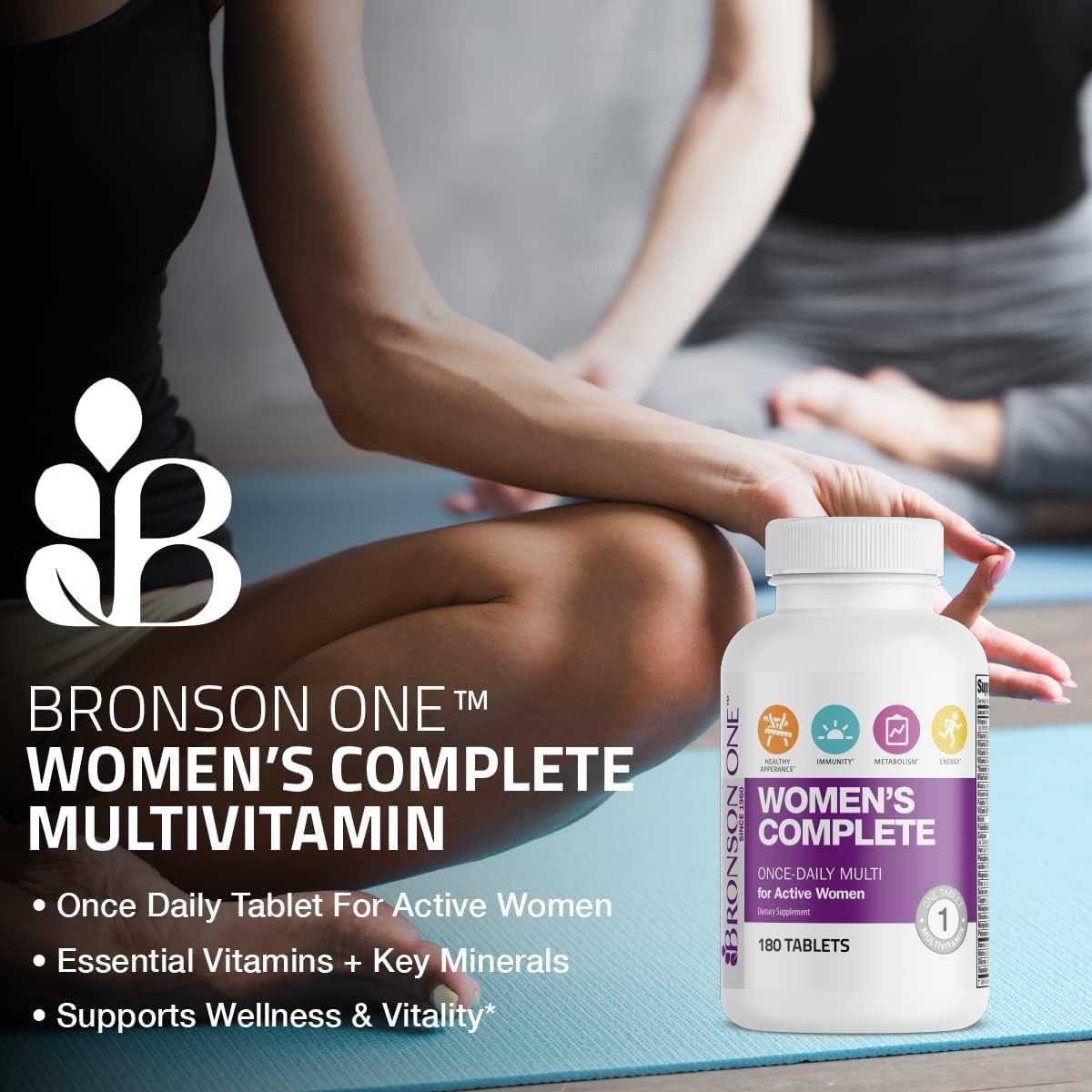 Bronson ONE Daily Multivitamínico Completo para Mujeres Activas, 180 Comprimidos