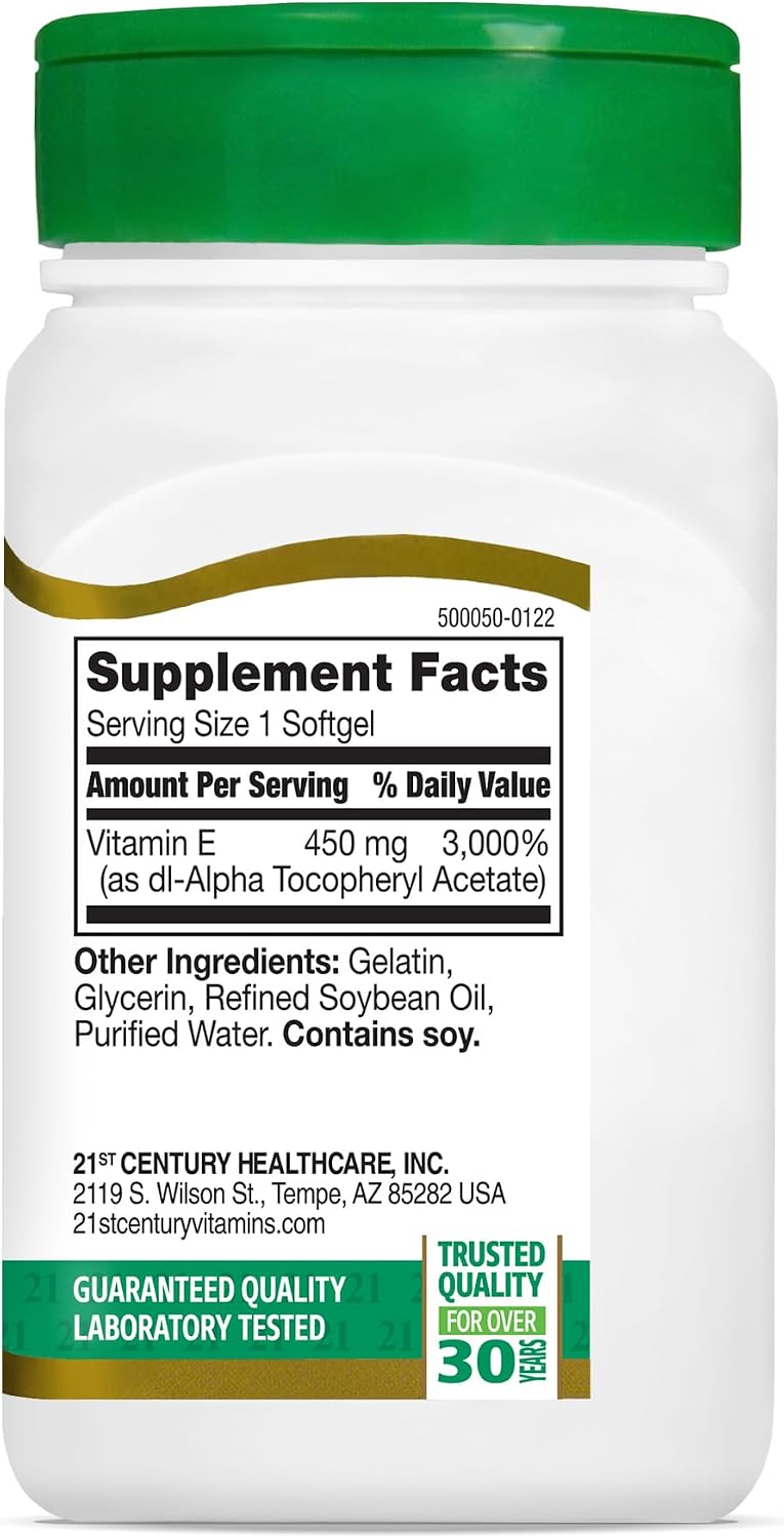 21st Century Vitamina E 1000 UI (dl-alfa) Softgels, 55 Cápsulas