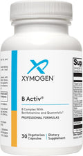 XYMOGEN Complejo B - B-Activ Vitaminas B Activadas con Benfotiamina y Quatrefolic - Apoyo Suprarrenal, Inmunológico y Nervioso - Sin Gluten y Vegetariano - 30 Cápsulas