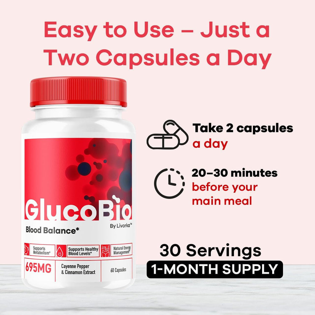(2 Pack) GlucoBio Cápsulas - Fórmula Avanzada de Apoyo Natural para el Bienestar General, 120 Cápsulas