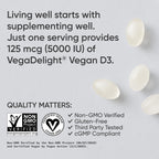 Sports Research Vitamina D3 Vegana 5000 IU (125 mcg) con Aceite de Coco - 60 Softgels