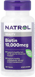 Natrol Biotina 10.000 mcg, 100 Comprimidos (Pack de 6)
