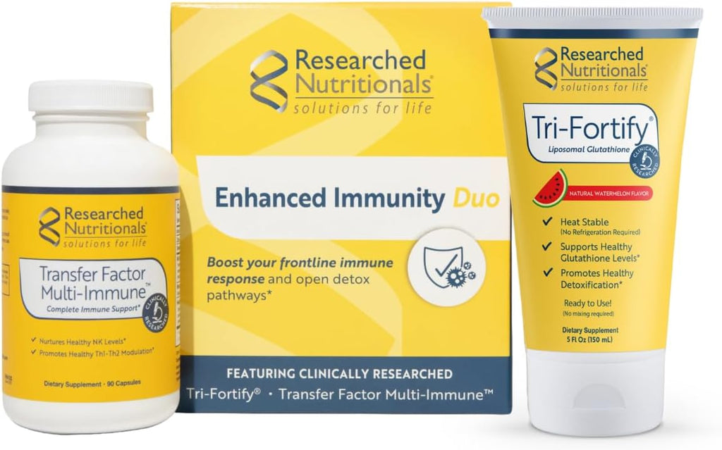 Researched Nutritionals Liposomal Glutathione (450mg) + Tri-Fortify Watermelon & Transfer Factor Multi-Immune (Set de 2)