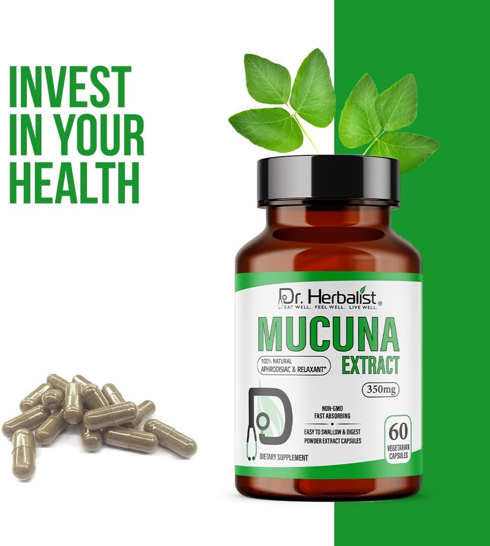 Dr. HERBALIST Extracto de Mucuna Pruriens 350mg - 60 Cápsulas Veganas | No Transgénico | Absorción Rápida
