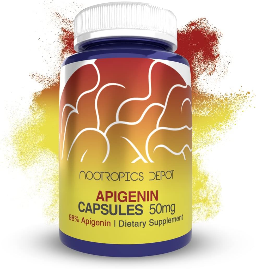 Nootropics Depot Apigenina Cápsulas | 50mg | 60 Cápsulas | >98% Apigenina | Favorece la Relajación, la Salud Articular y los Niveles de NAD+