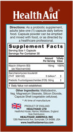 Sacardi Saccharomyces Boulardii – Once-Daily with Vitamin B3 & FOS | 5 Billion CFU | 30 Vegan Tablets | Dairy-Free & Acid-Resistant