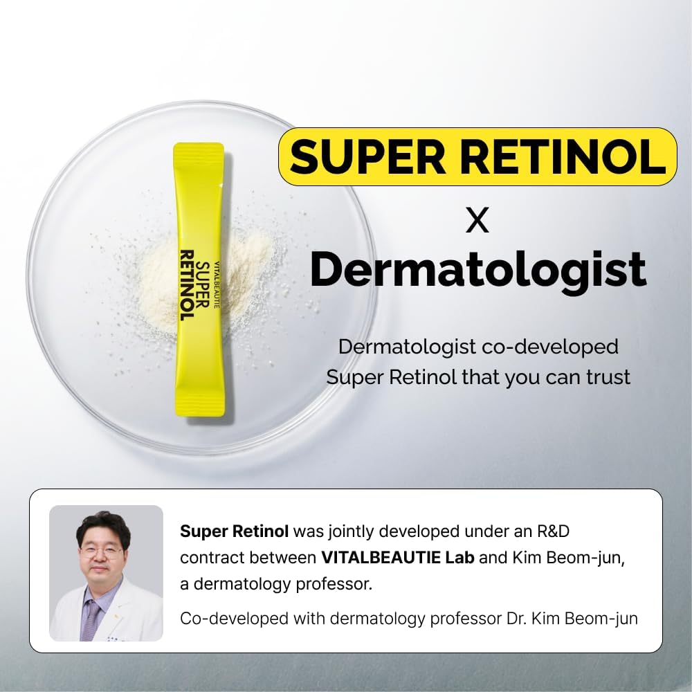 VITALBEAUTIE Super Retinol - Suplemento de retinol liposomal ingerible con vitamina C, 30 sobres