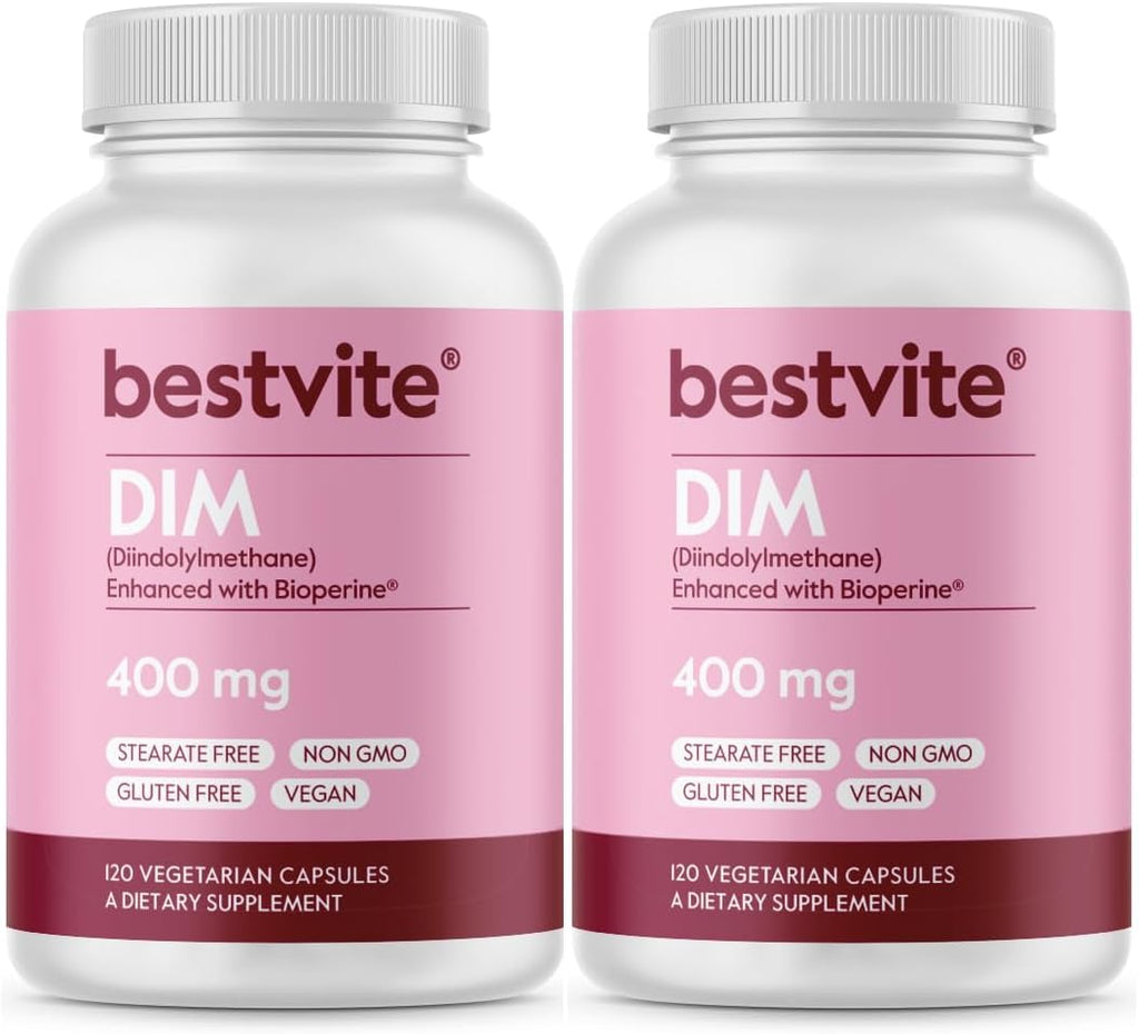 BESTVITE DIM (Diindolilmetano) 400mg con Bioperine - 120 Cápsulas Vegetales