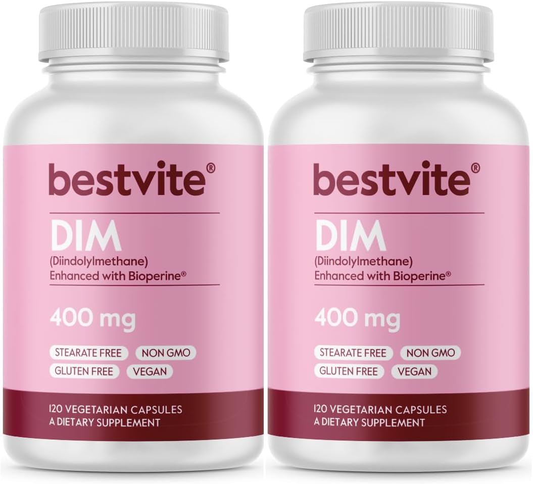 BESTVITE DIM (Diindolylmethane) 400mg con Bioperina - 240 Cápsulas Veganas