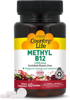 Country Life Methyl B12, Supports Energy and Vitality, 1000mcg, 60 Tablets, Certified Gluten-Free and Vegan